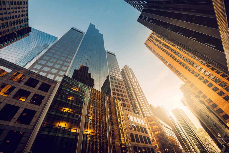 view of skyscrapers from the ground