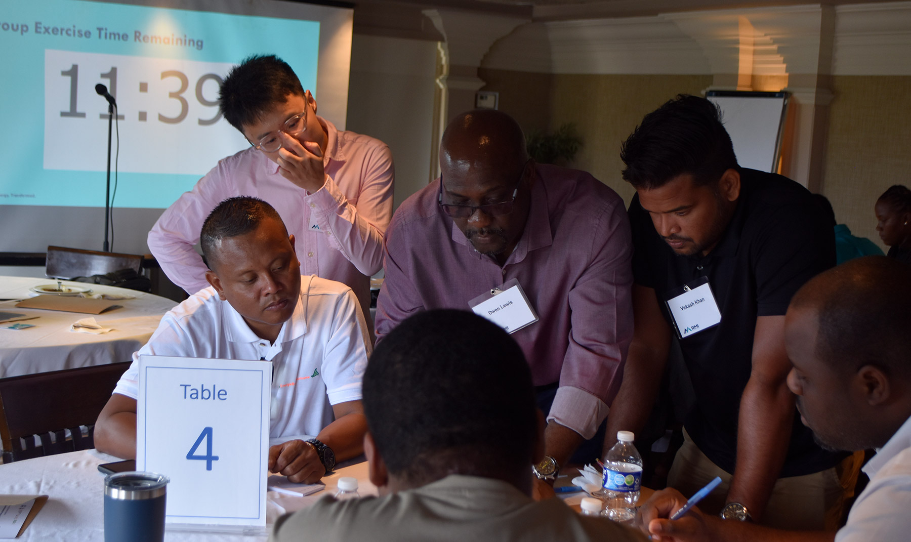 Owen Lewis, an operations manager at RMI’s Islands Energy Program, explains the project feasibility exercise based on real-world project scenarios.