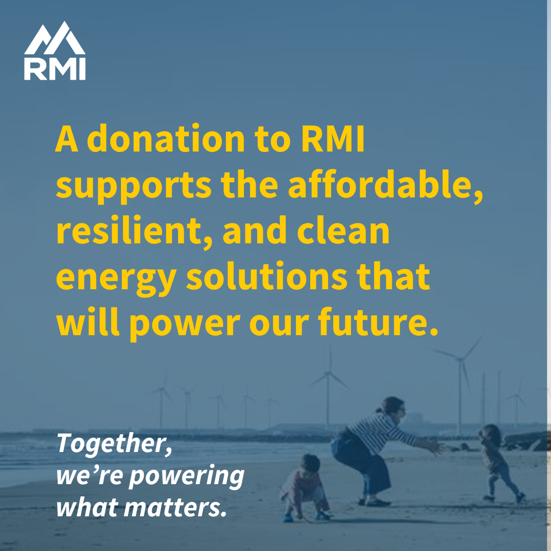 A donation to RMI supports the affordable resilient, and clean energy solutions that will power our future.