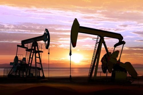 oil pumps sunset