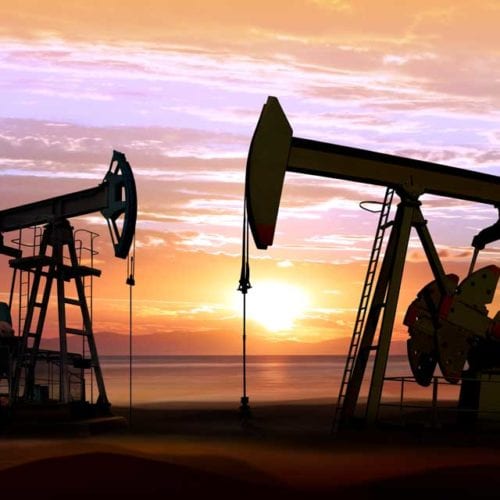 oil pumps sunset