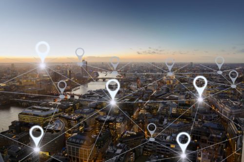 Network gps navigation modern city
