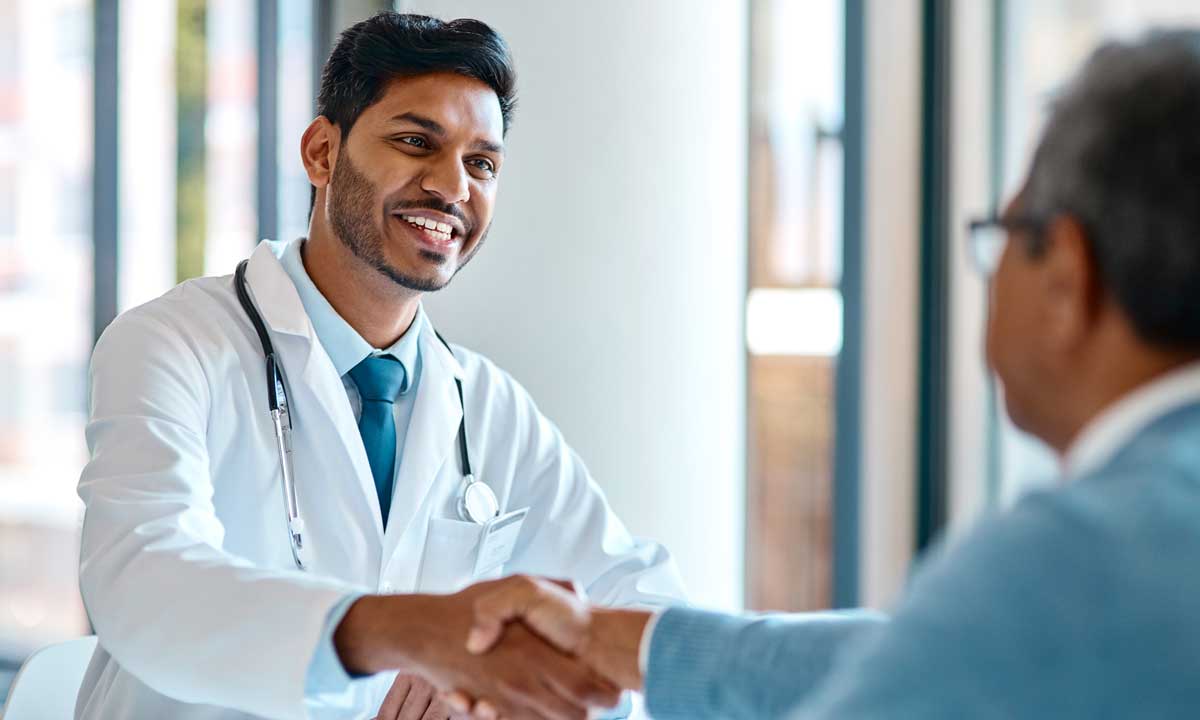 doctor shaking patients hand