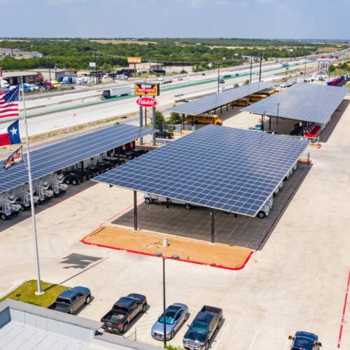 solar panels on parking lot roofs