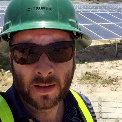 Max Lainfiesta, project managing the installation of roughly 180,000 solar modules (55 MW) in the Pacific Solar Energy Solar Power Plant in Nacaome, Honduras, 2015.