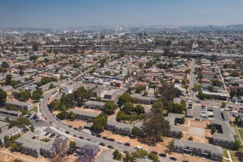 aerial view of LA neighborhood