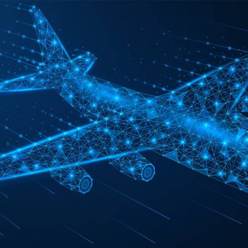 digital airplane wireframe render