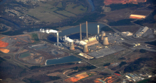 aerial of Georgia coal powered power plant