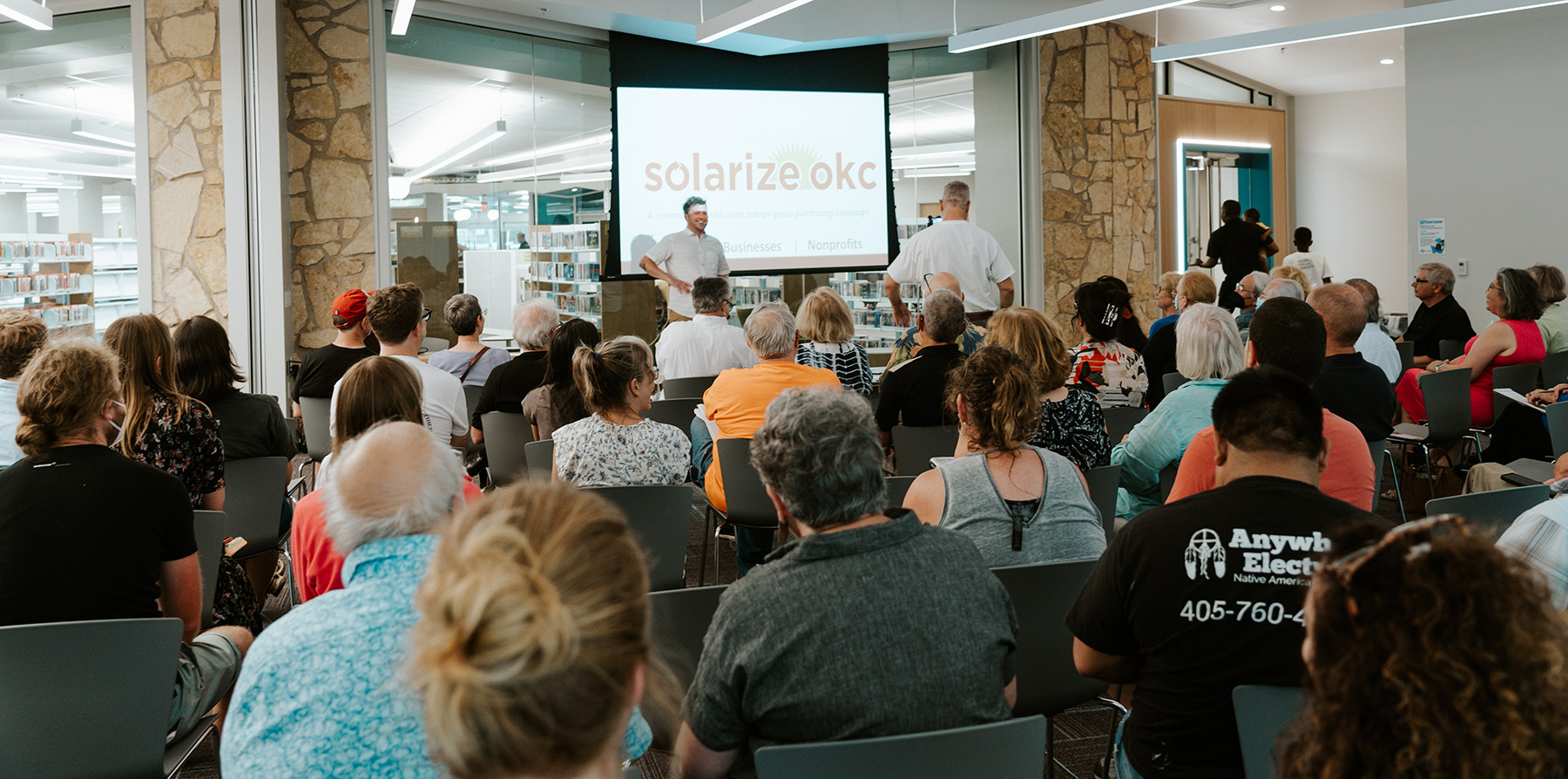 Oklahoma City residents attend the launch event for the 2022 Solarize OKC campaign. Photo courtesy of EightTwenty Solar