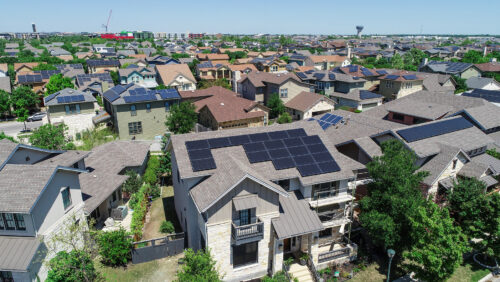 suburb homes with solar panels