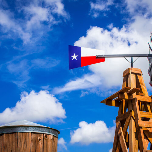 Texas flag on windmill