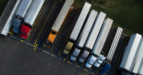 semi-trucks lined up