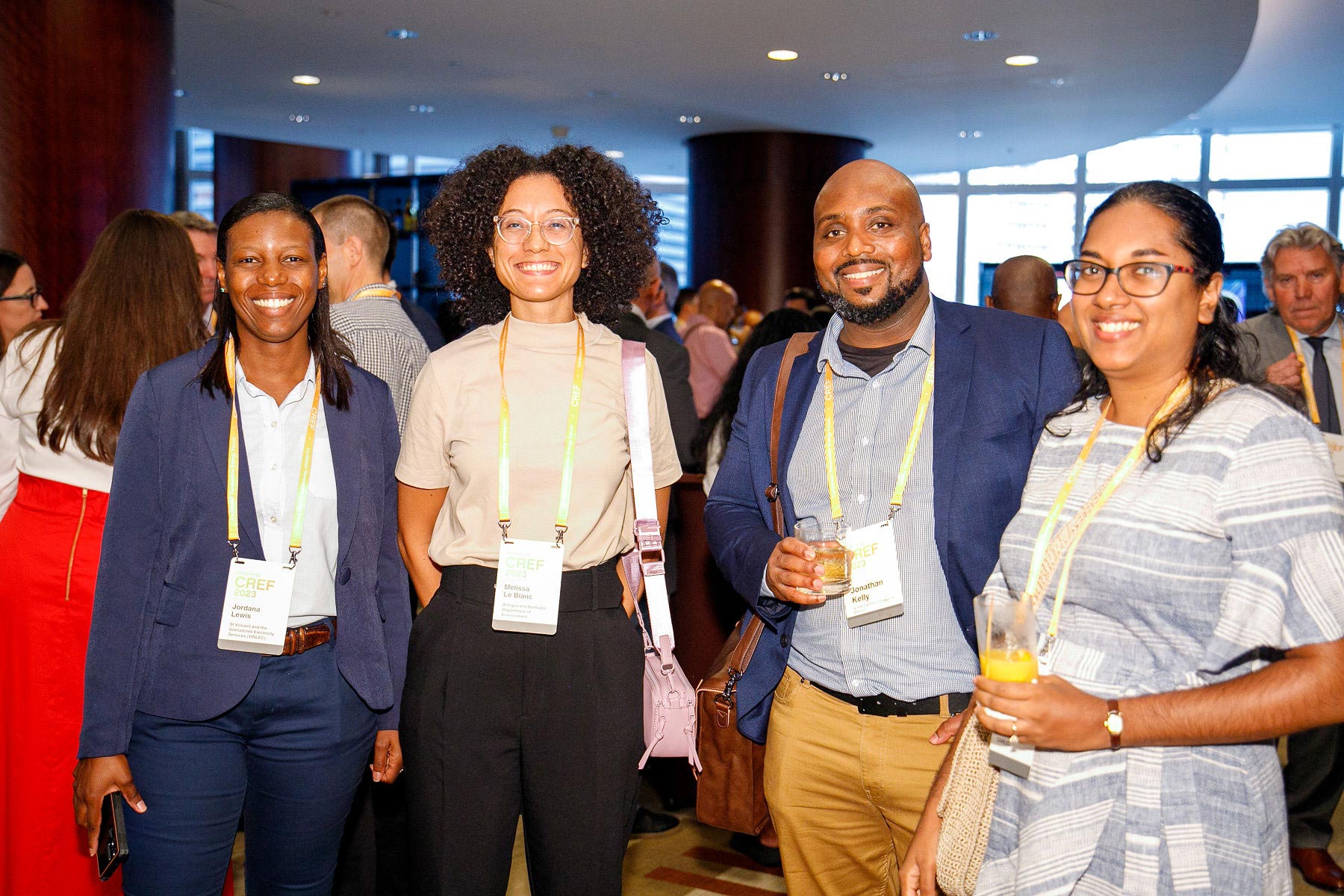 RMI Women In Renewable Energy (WIRE) network and mentorship program members meet in person during the CREF cocktail hour.