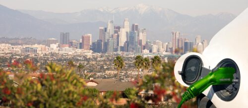 EV charging overlooking Los Angeles