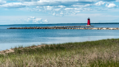 Manistique East Breakwater Lighthouse on Lake Michigan