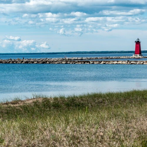 Manistique East Breakwater Lighthouse on Lake Michigan