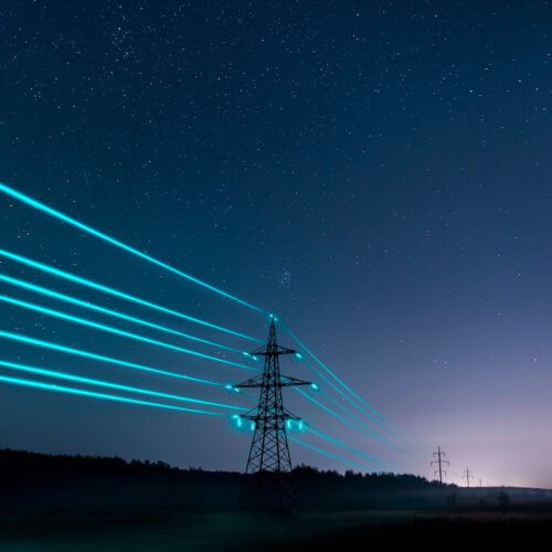 powerlines with night sky