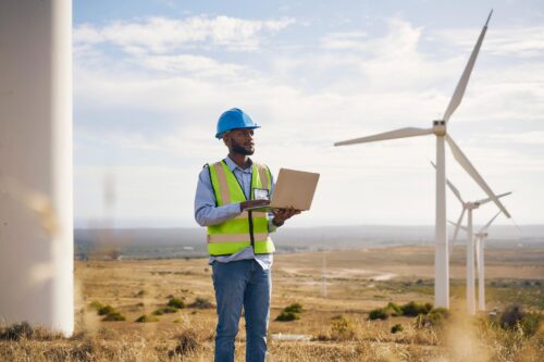 wind turbine engineer in field