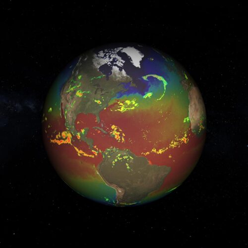 Earth space with live weather patterns