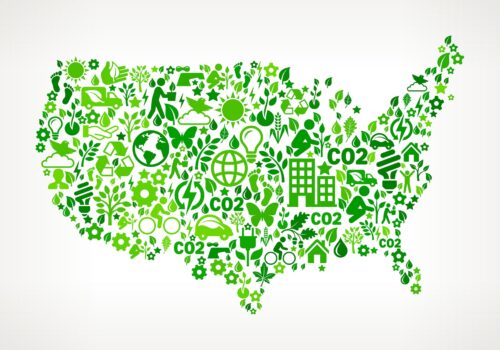 United States map of green icons