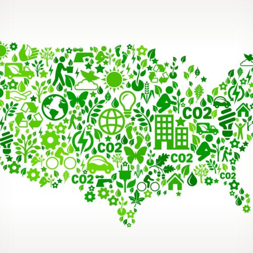 United States map of green icons