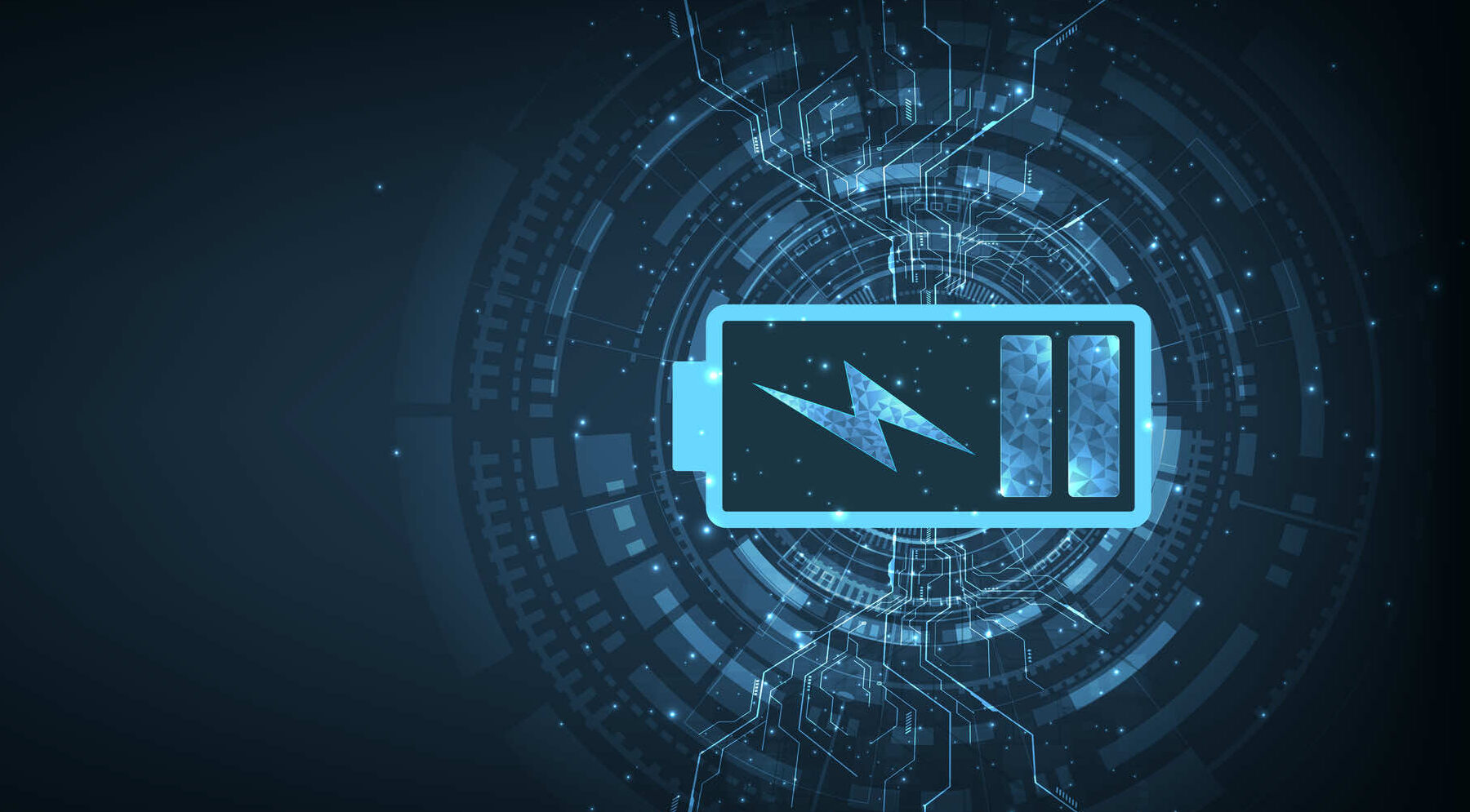 blue black background with battery charging icon