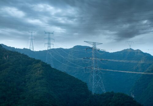 powerlines in mountains