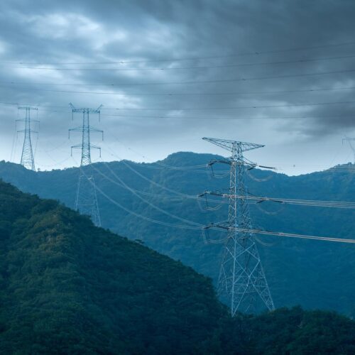 powerlines in mountains