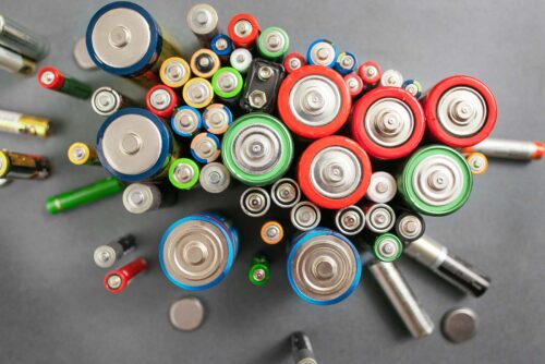 tops of assorted batteries