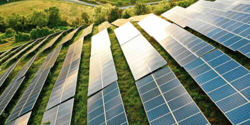 solar panels on rolling hills