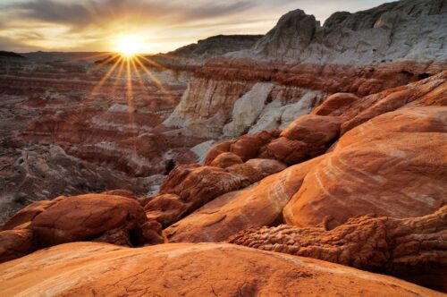 Utah sunset at Paria rimrocks