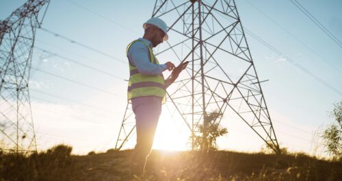technician at powerline jobsite